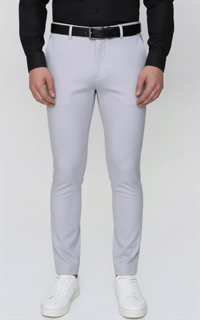 Slim Fit Yan Cep Esnek Pamuklu Casuel Gri Pantolon P 1088