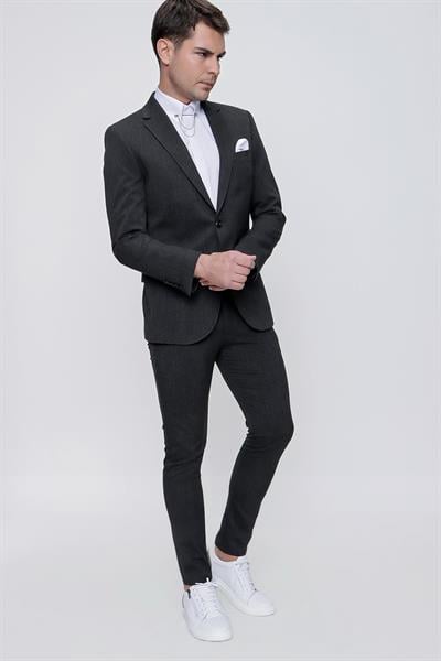 STK 008 Slim Fit Siyah Klasik Takım Elbise