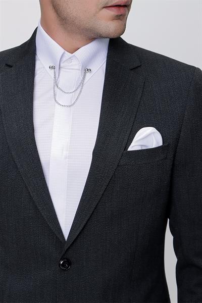 STK 008 Slim Fit Siyah Klasik Takım Elbise