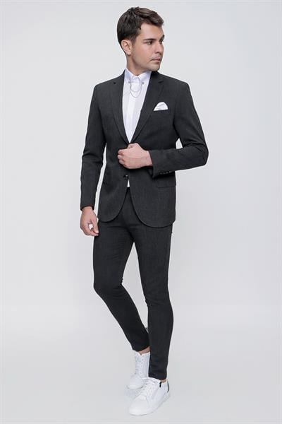 STK 008 Slim Fit Siyah Klasik Takım Elbise