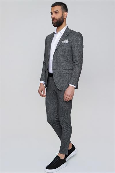 STK 013 Slim Fit Siyah Klasik Takım Elbise