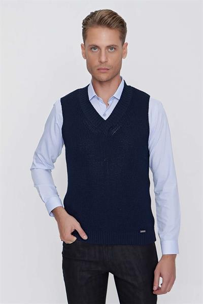 SÜVETER 01 Slim Fit Lacivert Süveter Triko