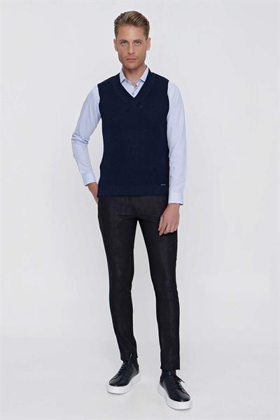 SÜVETER 01 Slim Fit Lacivert Süveter Triko