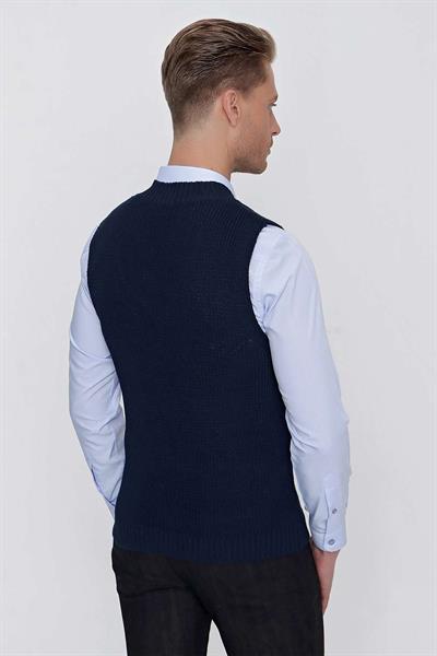 SÜVETER 01 Slim Fit Lacivert Süveter Triko