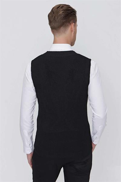 SÜVETER 01 Slim Fit Siyah Süveter Triko
