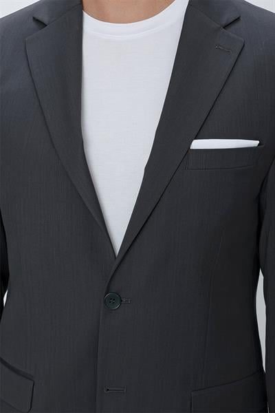 Tk 2021 Slim Fit Klasik Mono Yaka Klasik Antrasit Takım Elbise