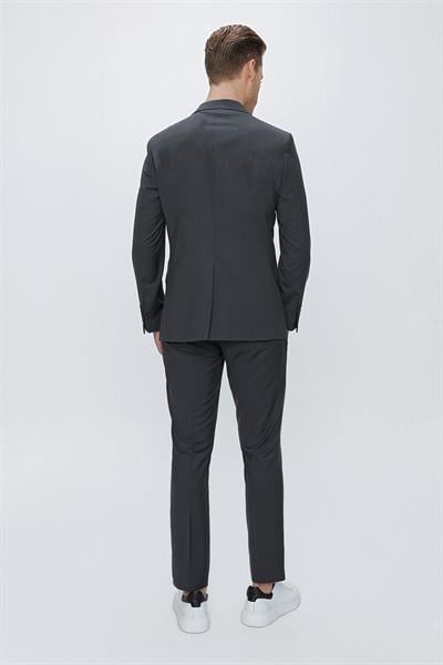 Tk 2021 Slim Fit Klasik Mono Yaka Klasik Antrasit Takım Elbise