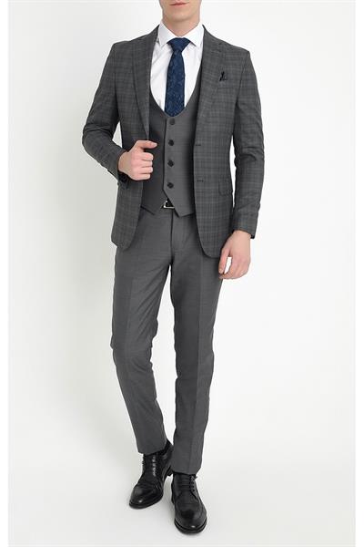 TK 785 Slim Fit Antrasit Klasik Takım Elbise