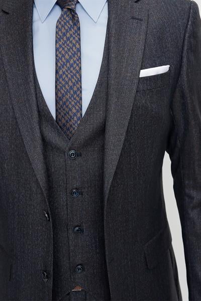 TK 833 Slim Fit Lacivert-Kahve Klasik Takım Elbise