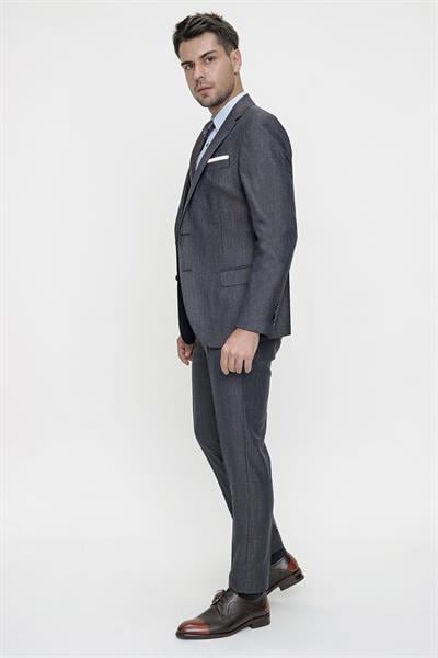 TK 833 Slim Fit Lacivert-Kahve Klasik Takım Elbise
