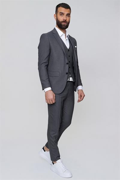 TK 842 Slim Fit Gri Klasik Takım Elbise