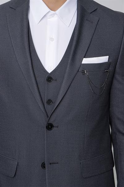 TK 842 Slim Fit Gri Klasik Takım Elbise