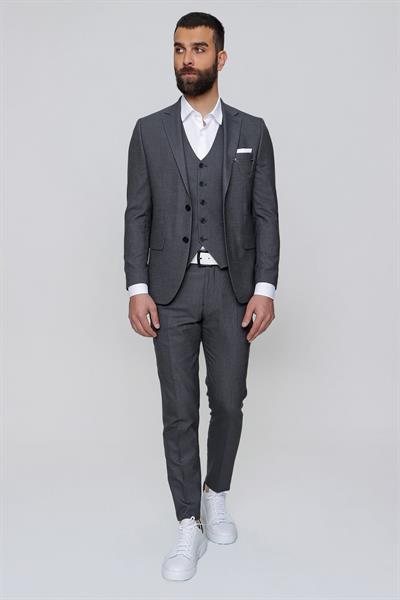 TK 842 Slim Fit Gri Klasik Takım Elbise