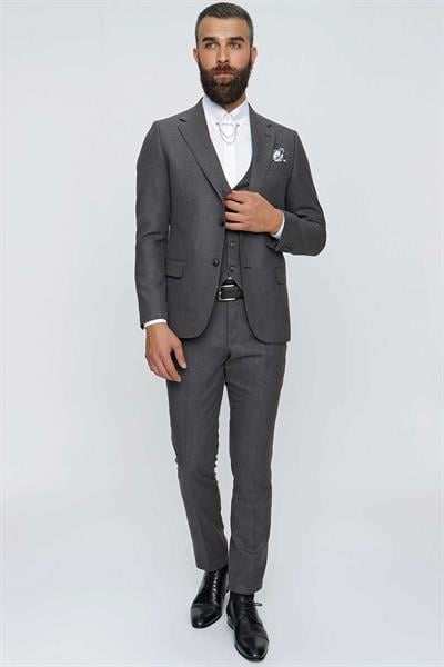 TK 850 Slim Fit Antrasit Klasik Takım Elbise
