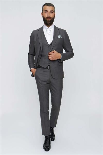 TK 850 Slim Fit Antrasit Klasik Takım Elbise
