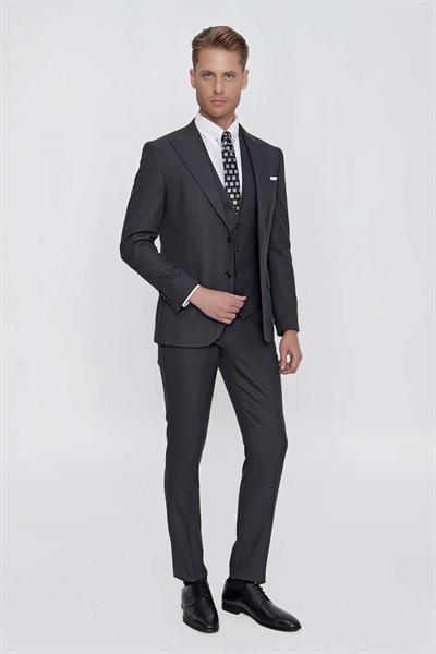 TK 854 Slim Fit Füme Klasik Takım Elbise