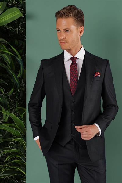 TK 857 Slim Fit Siyah Klasik Takım Elbise