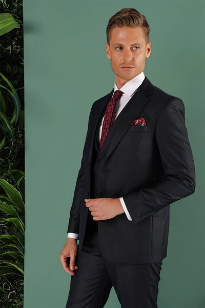 TK 857 Slim Fit Siyah Klasik Takım Elbise