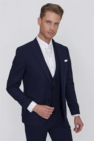 TK 859 Slim Fit Lacivert Klasik Takım Elbise