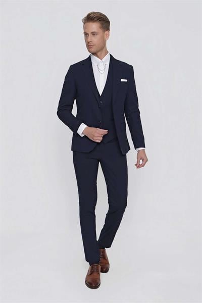 TK 859 Slim Fit Lacivert Klasik Takım Elbise