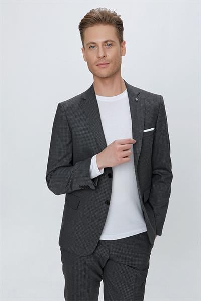 TK 863 Slim Fit Antrasit Klasik Takım Elbise