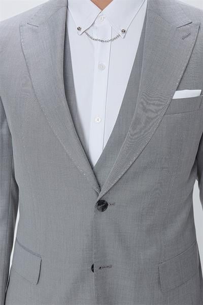 TK 870 Slim Fit Gri Klasik Takım Elbise