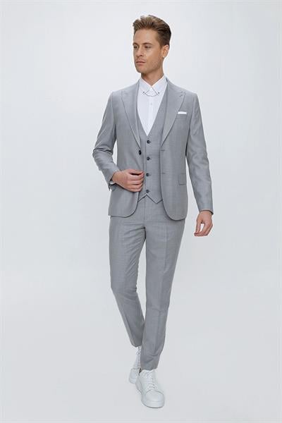 TK 870 Slim Fit Gri Klasik Takım Elbise