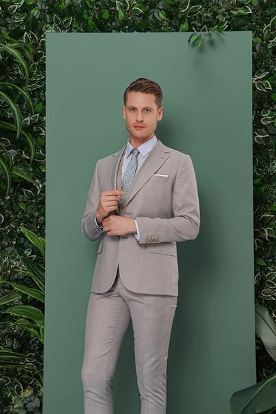 TK 871 Slim Fit Gri Klasik Takım Elbise