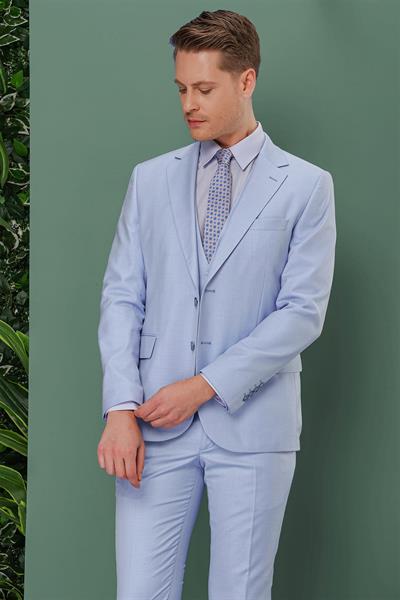 TK 871 Slim Fit Mavi Klasik Takım Elbise