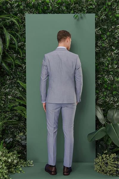 TK 872 Slim Fit Gri-Mavi Klasik Takım Elbise