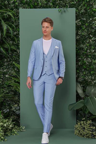 TK 872 Slim Fit Mavi Klasik Takım Elbise