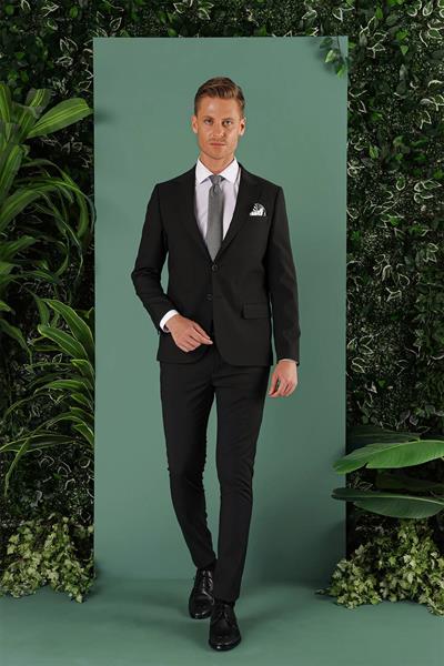 TK 874 Slim Fit Siyah Klasik Takım Elbise