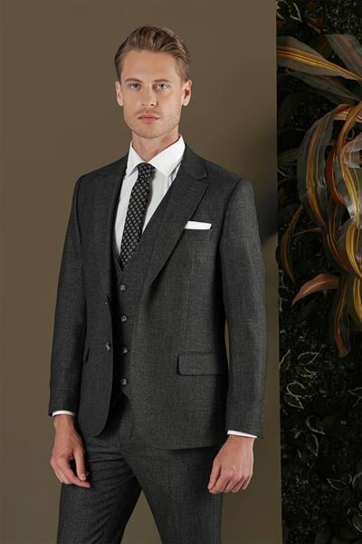 TK 876 Slim Fit Antrasit Klasik Takım Elbise