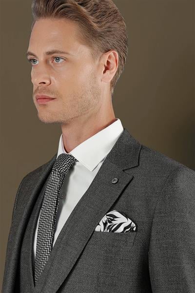 TK 876 Slim Fit Füme Klasik Takım Elbise
