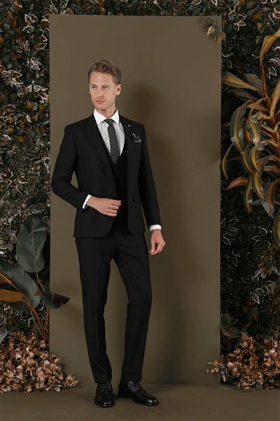 TK 876 Slim Fit Siyah Klasik Takım Elbise
