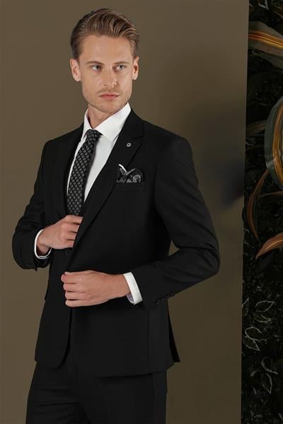 TK 876 Slim Fit Siyah Klasik Takım Elbise