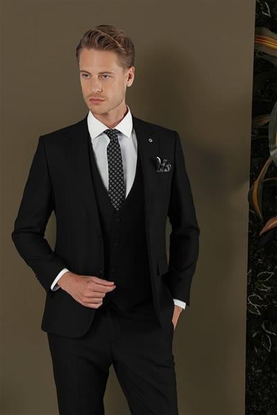 TK 876 Slim Fit Siyah Klasik Takım Elbise