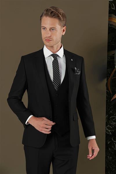 TK 876 Slim Fit Siyah Klasik Takım Elbise