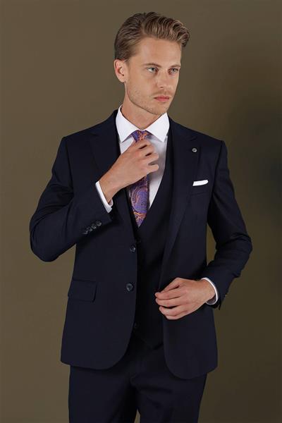 TK 877 Slim Fit Lacivert Klasik Takım Elbise