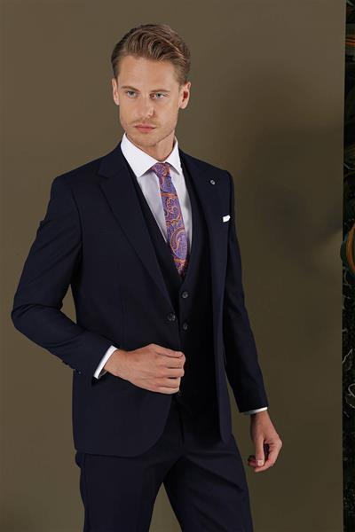 TK 877 Slim Fit Lacivert Klasik Takım Elbise