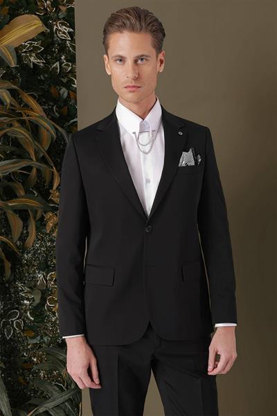 TK 882 Slim Fit Siyah Klasik Takım Elbise