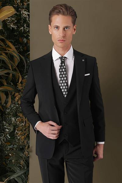TK 889 Slim Fit Siyah Klasik Takım Elbise