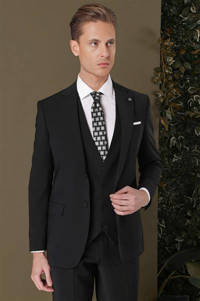 TK 889 Slim Fit Siyah Klasik Takım Elbise