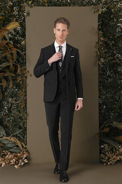 TK 889 Slim Fit Siyah Klasik Takım Elbise
