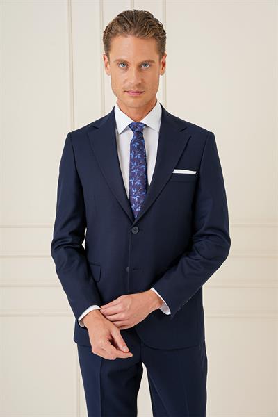 Tk 892 Slim Fit Düz Klasik Lacivert Takım Elbise 