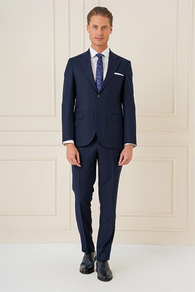 Tk 892 Slim Fit Düz Klasik Lacivert Takım Elbise 