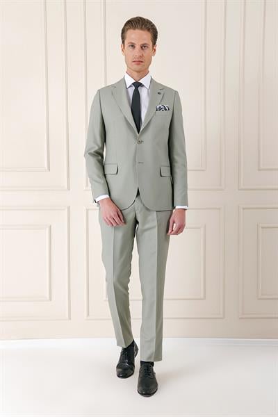 Tk 893 Slim Fit Jakarlı Çift Yırtmaç Klasik Nil Yeşili Takım Elbise