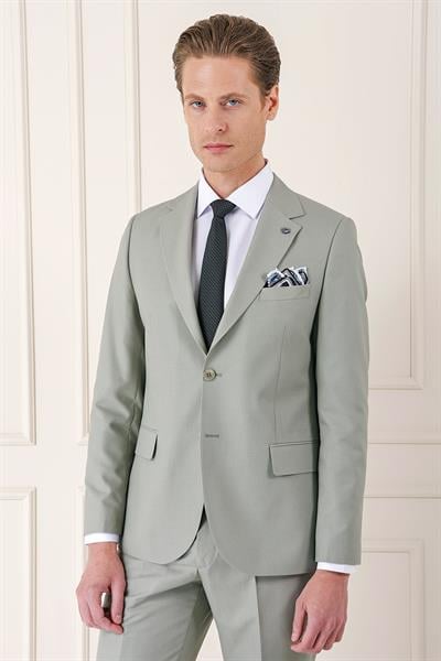 Tk 893 Slim Fit Jakarlı Çift Yırtmaç Klasik Nil Yeşili Takım Elbise