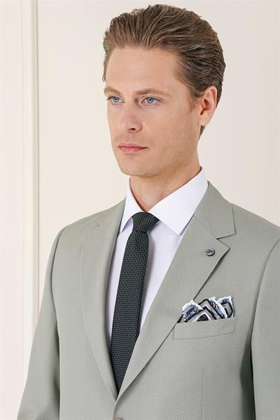 Tk 893 Slim Fit Jakarlı Çift Yırtmaç Klasik Nil Yeşili Takım Elbise