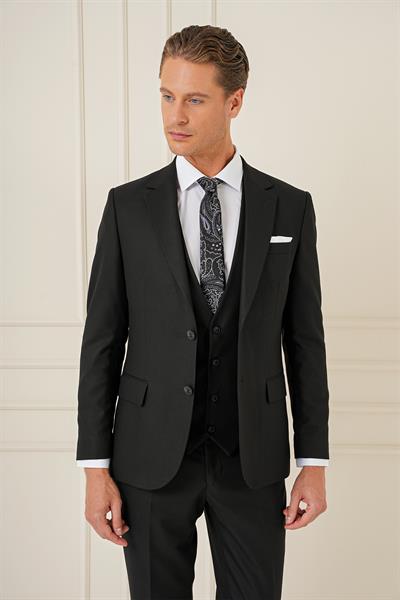 TK 896 Slim Fit Siyah Klasik Takım Elbise